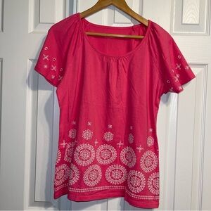 Charter Club Women’s Pink /white Top Size L